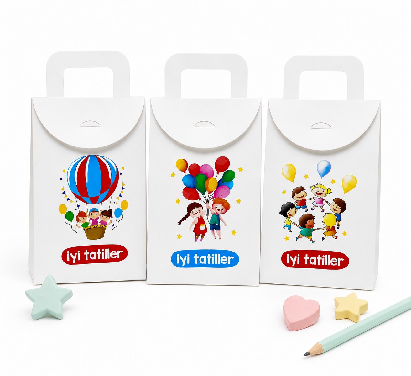 10x15 CM İyi Tatiller Temalı Çanta Model Kutu (3'lü Set)