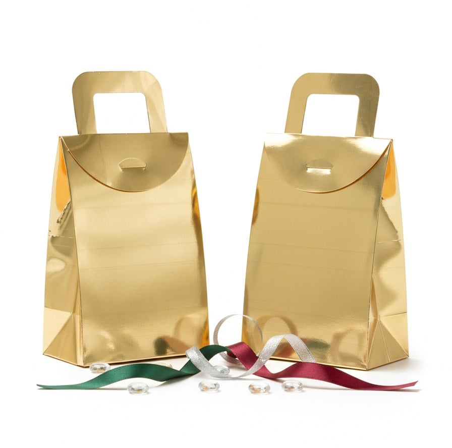 10x15 Gold Renk Çanta Model Hediyelik Kutu - 10'lu Paket
