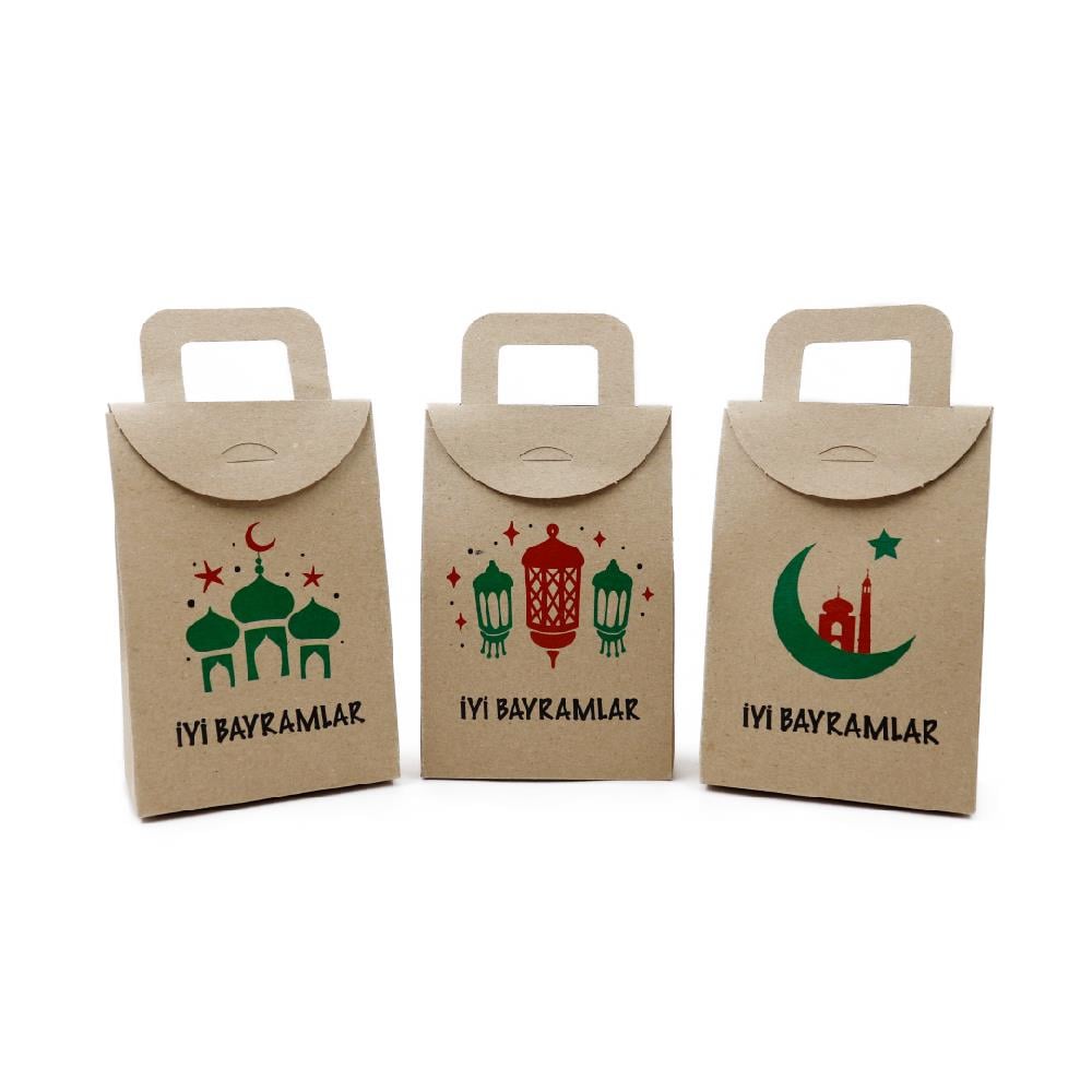 10x15 Kraft İyi Bayramlar Baskılı Çanta Model Kutu