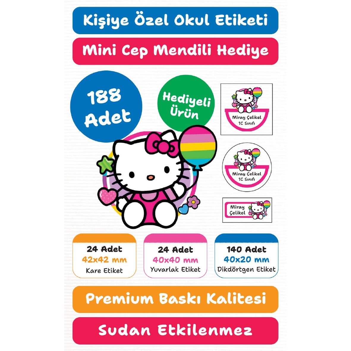 118 Adet Kişiye Özel Okul Etiketi Seti – Kalem, Defter, Kitap, Çanta İçin Yapışkanlı Etiketler | M24