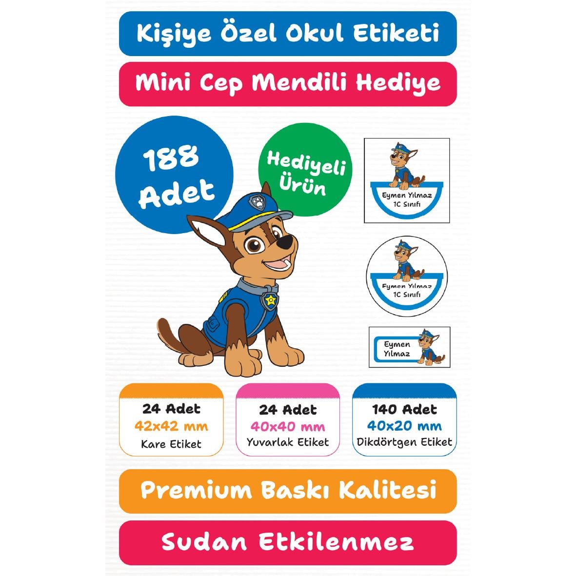 118 Adet Kişiye Özel Okul Etiketi Seti – Kalem, Defter, Kitap, Çanta İçin Yapışkanlı Etiketler | M18