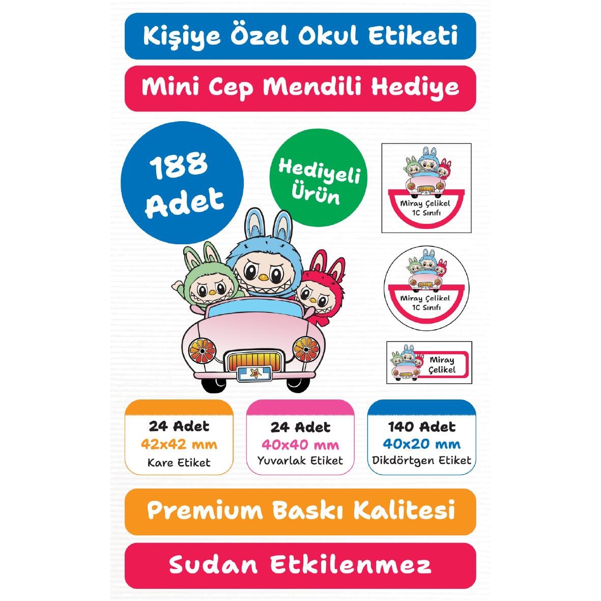 118 Adet Kişiye Özel Okul Etiketi Seti – Kalem, Defter, Kitap, Çanta İçin Yapışkanlı Etiketler | M17