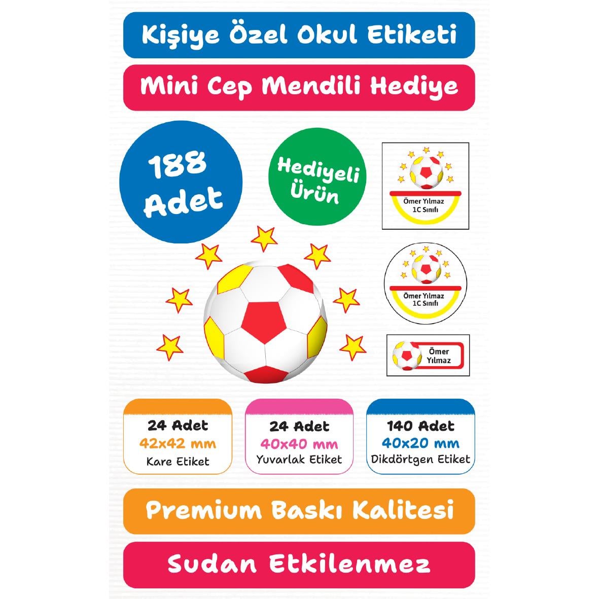 188 Adet Kişiye Özel Okul Etiketi Seti – Kalem, Defter, Kitap, Çanta İçin Yapışkanlı Etiketler | M11