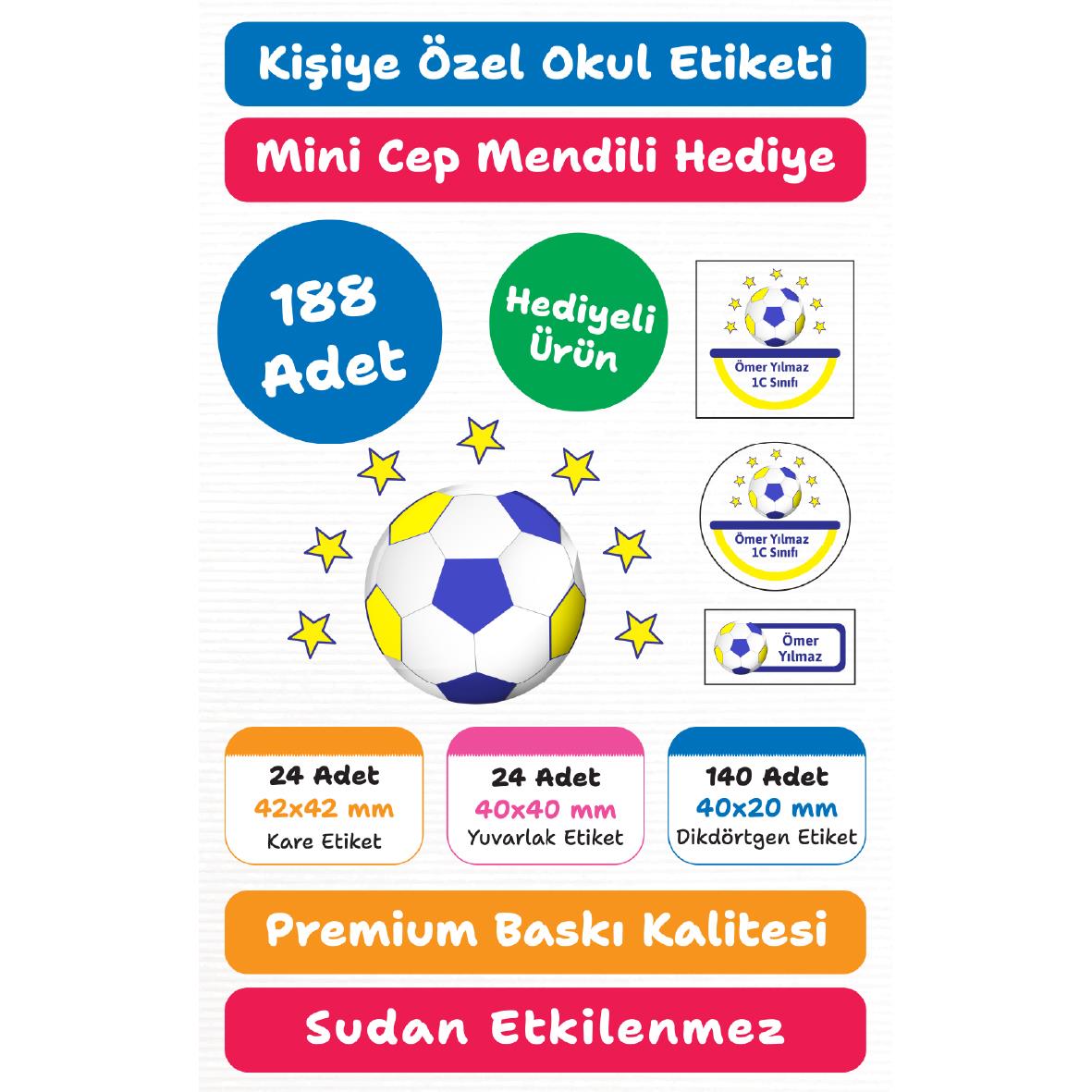 188 Adet Kişiye Özel Okul Etiketi Seti – Kalem, Defter, Kitap, Çanta İçin Yapışkanlı Etiketler | M9