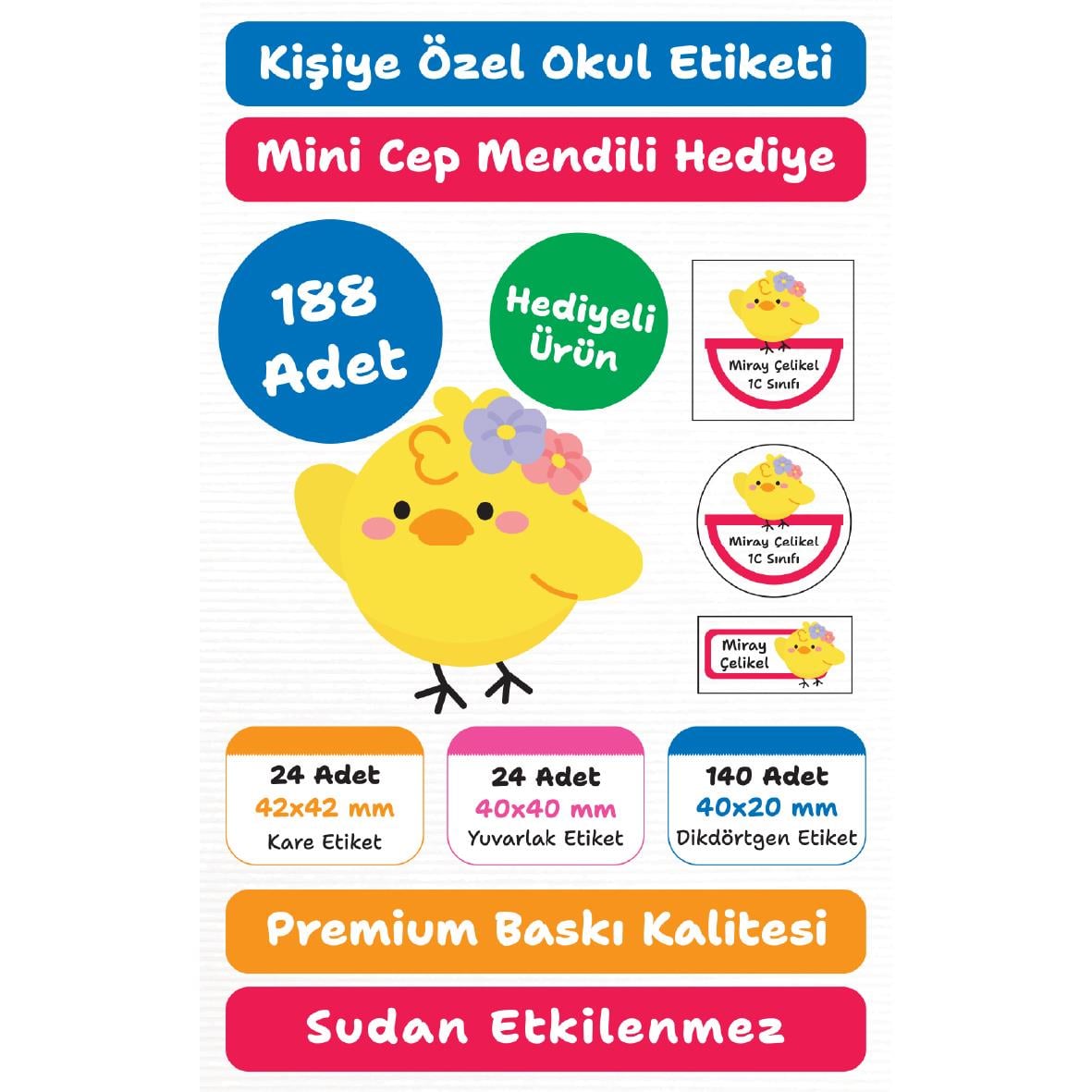 188 Adet Kişiye Özel Okul Etiketi Seti – Kalem, Defter, Kitap, Çanta İçin Yapışkanlı Etiketler | M15