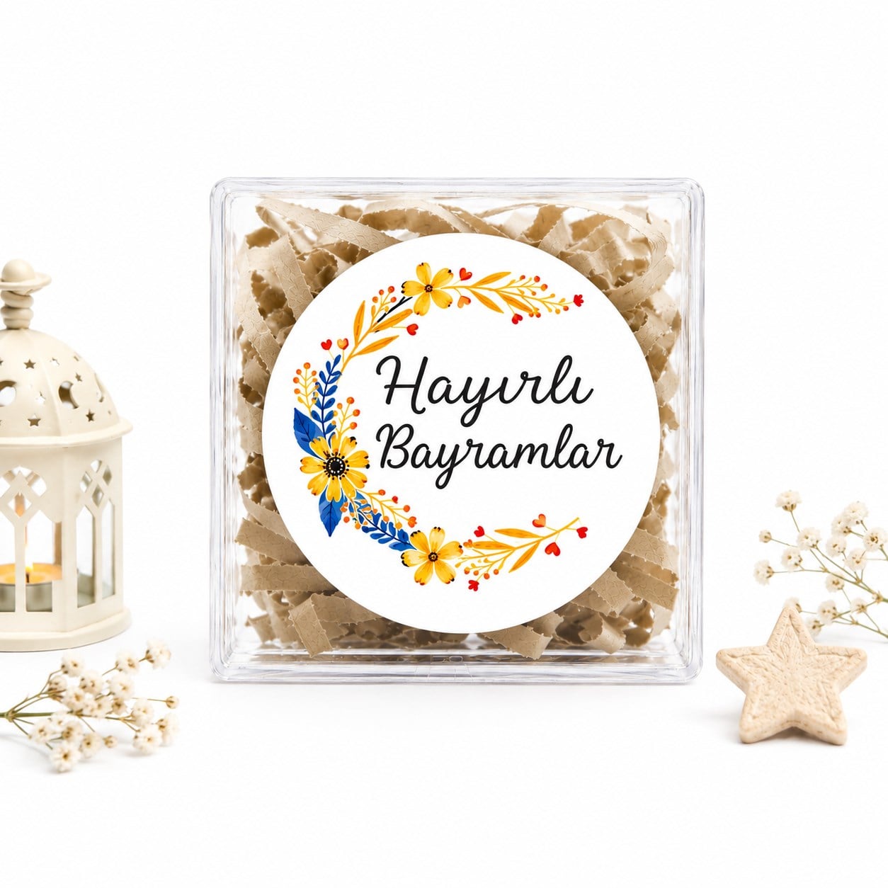 4 CM Hayırlı Bayramlar Baskılı Etiket Model-02 (24 Adet)