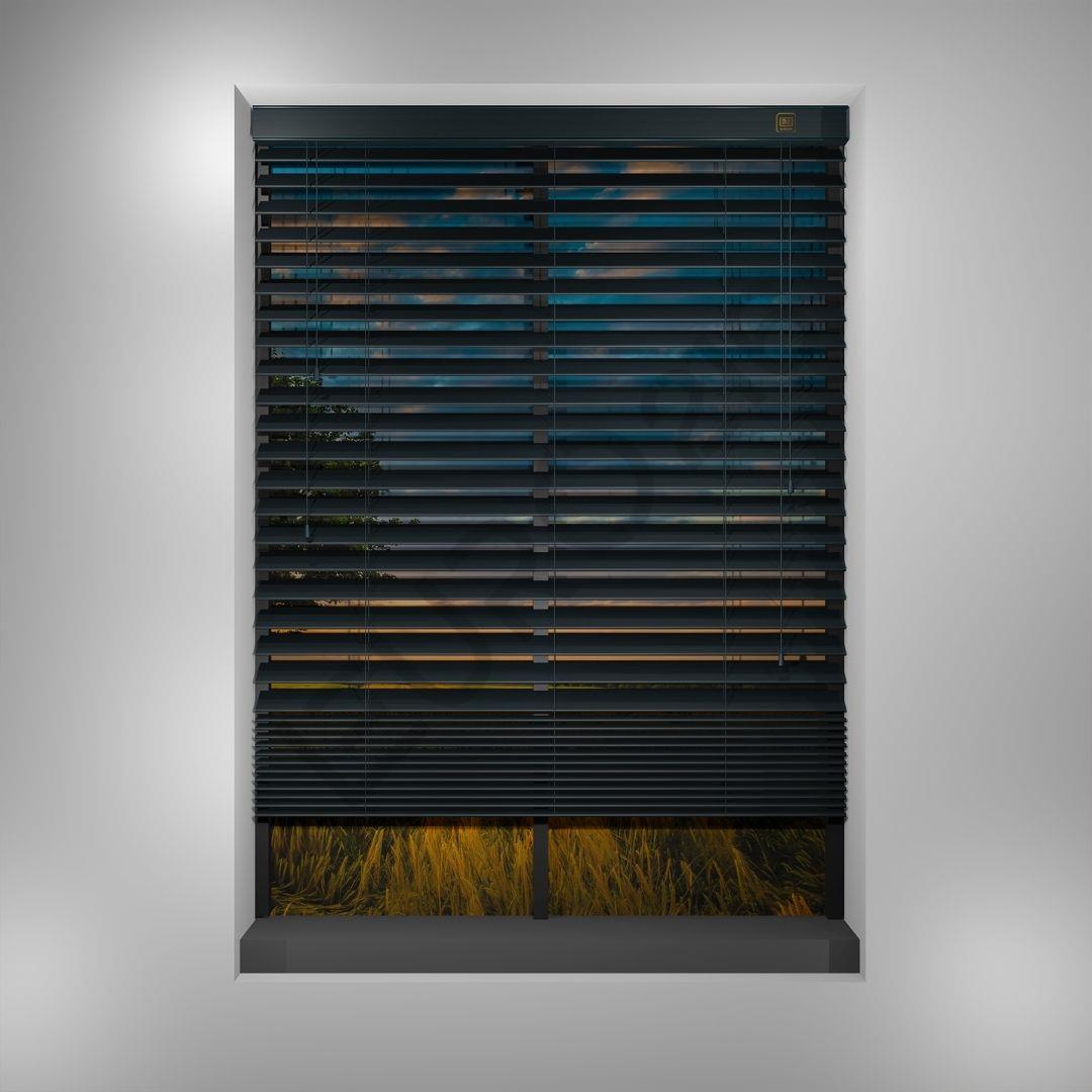 Ahşap Jaluzi Perde Manuel İp Kontrollü 50 mm %100 Orjinal Ahşap ANTRASİT Renk