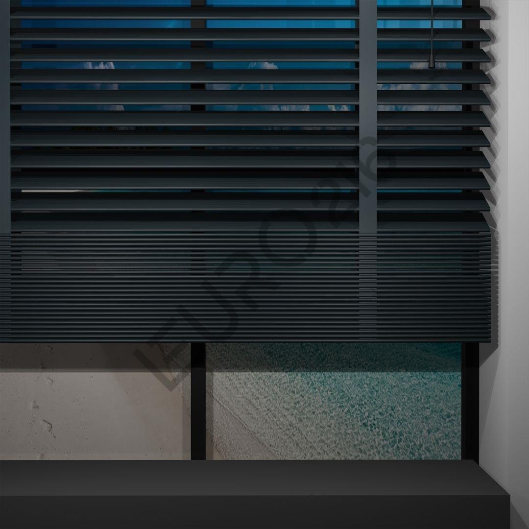 Ahşap Jaluzi Perde Manuel İp Kontrollü 50 mm %100 Orjinal Ahşap Kurdeleli ANTRASİT Renk