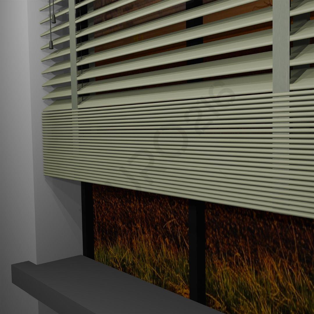 Ahşap Jaluzi Perde Manuel İp Kontrollü 50 mm %100 Orjinal Ahşap Kurdeleli BEJ Renk