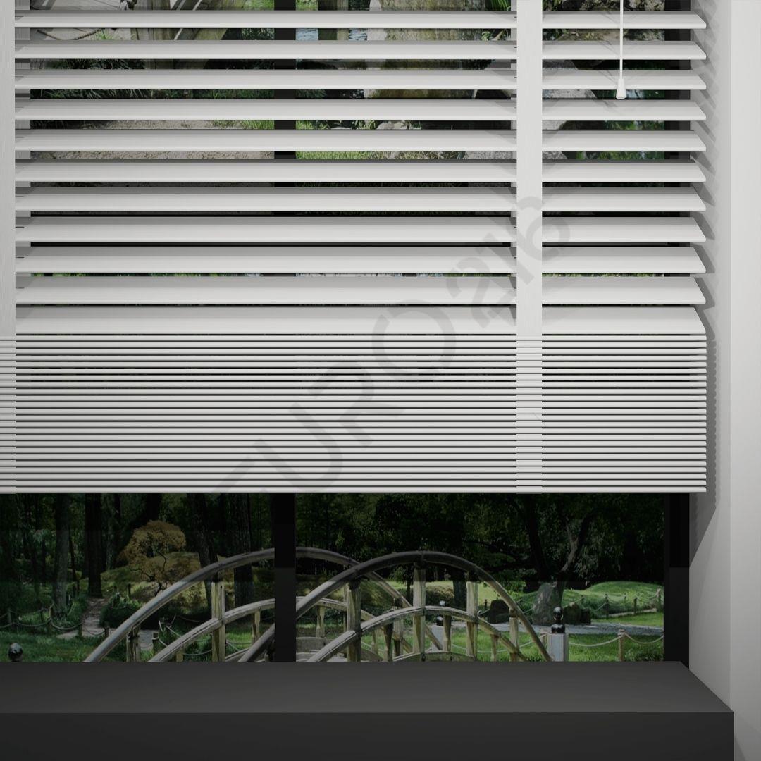 Ahşap Jaluzi Perde Manuel İp Kontrollü 50 mm %100 Orjinal Ahşap Kurdeleli BEYAZ Renk