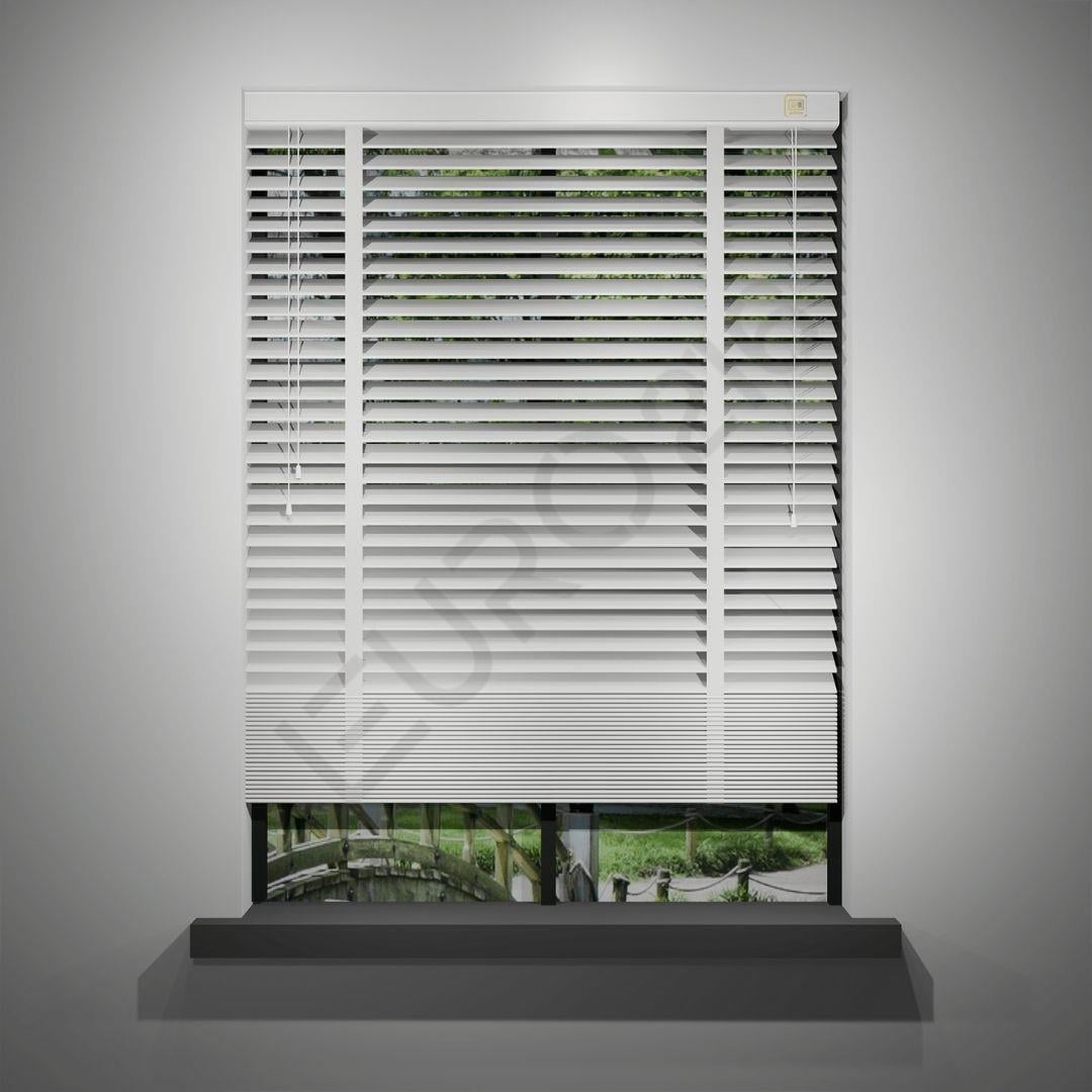 Ahşap Jaluzi Perde Manuel İp Kontrollü 50 mm %100 Orjinal Ahşap Kurdeleli BEYAZ Renk