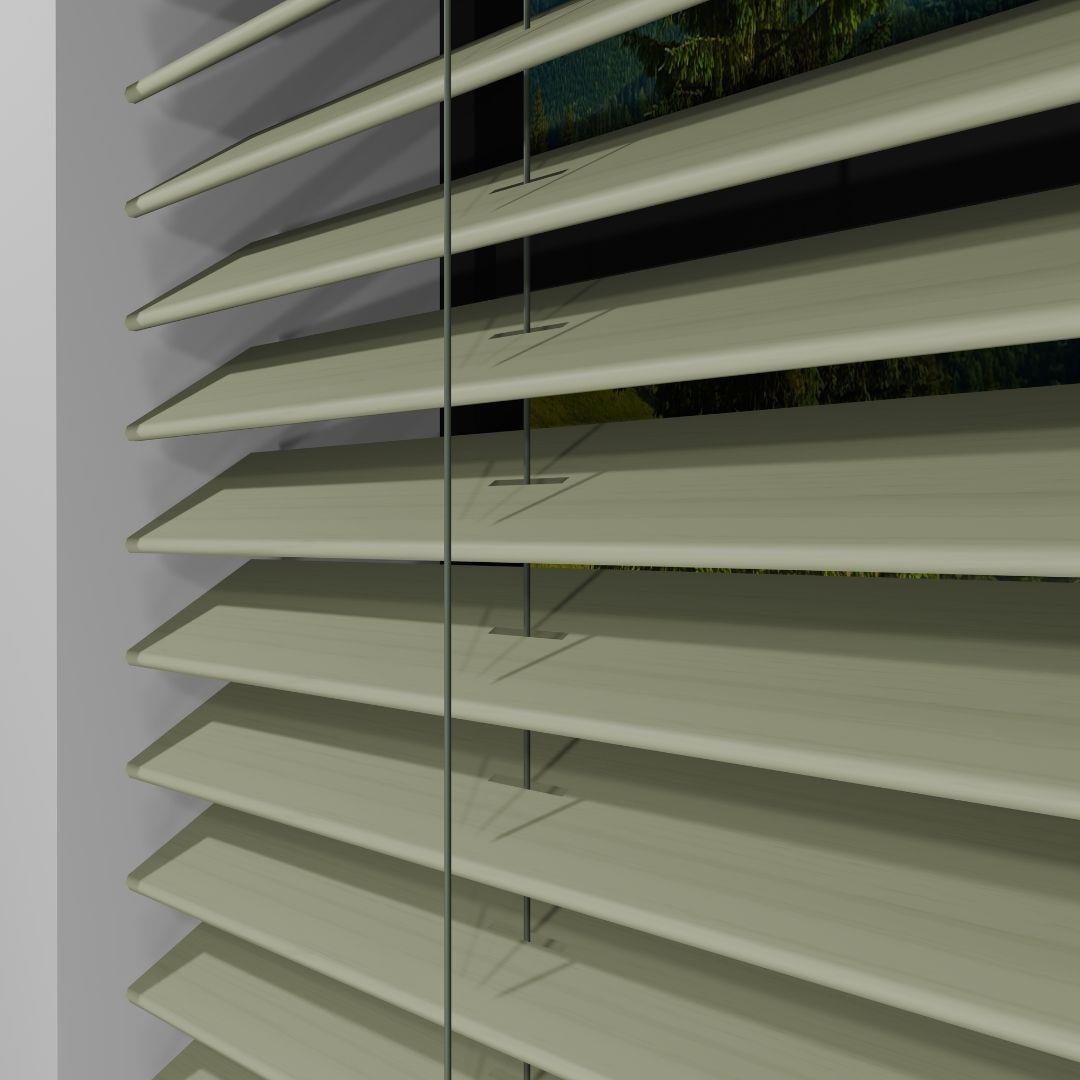 REDÜKTÖRLÜ / Zincirli Ahşap Jaluzi Perde 50 mm %100 Orjinal Ahşap BEJ Renk