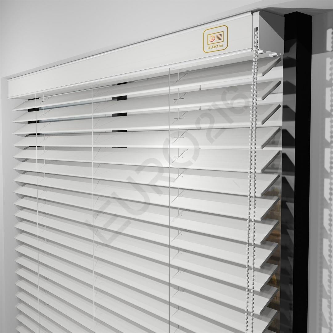 REDÜKTÖRLÜ / Zincirli Ahşap Jaluzi Perde 50 mm %100 Orjinal Ahşap BEYAZ Renk