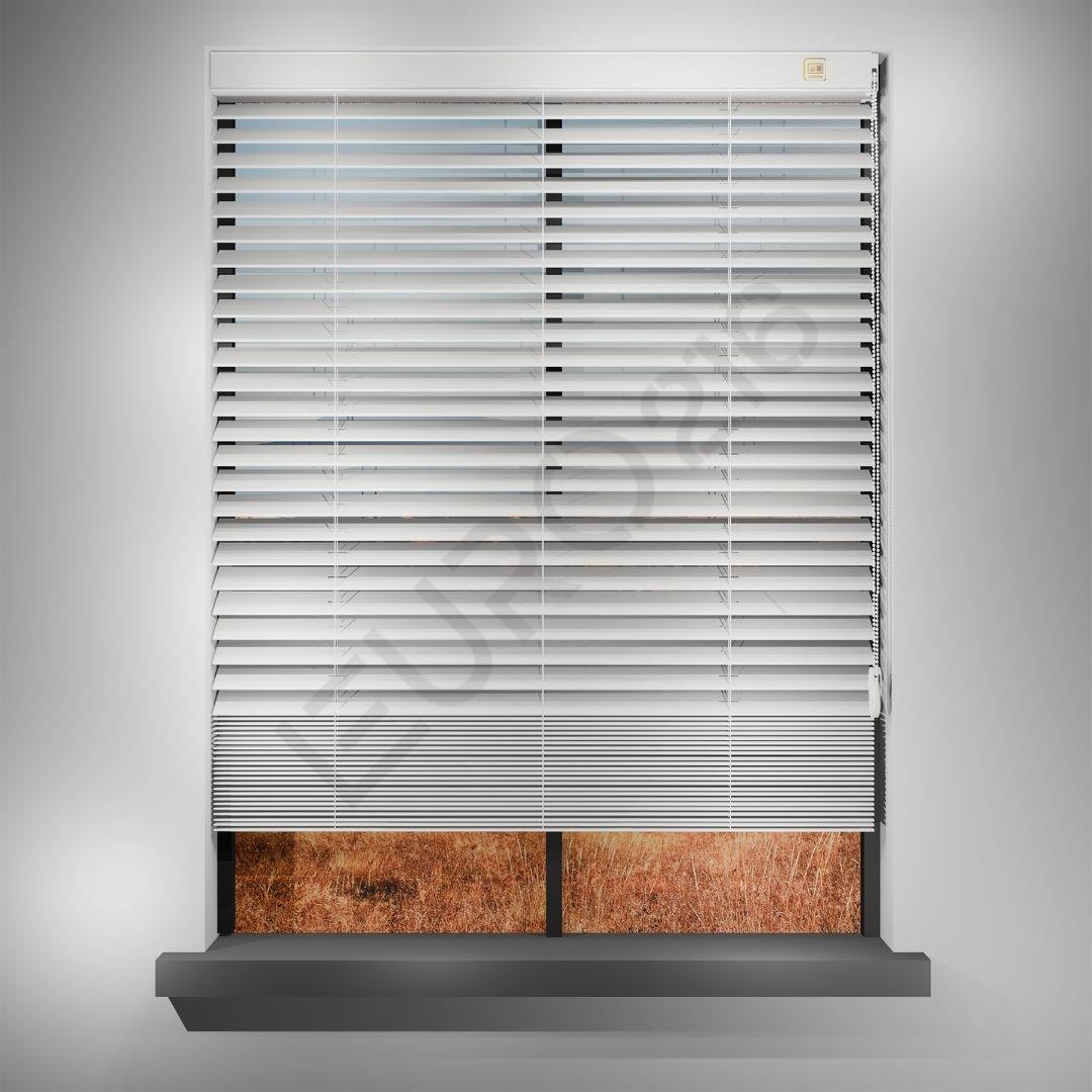 REDÜKTÖRLÜ / Zincirli Ahşap Jaluzi Perde 50 mm %100 Orjinal Ahşap BEYAZ Renk