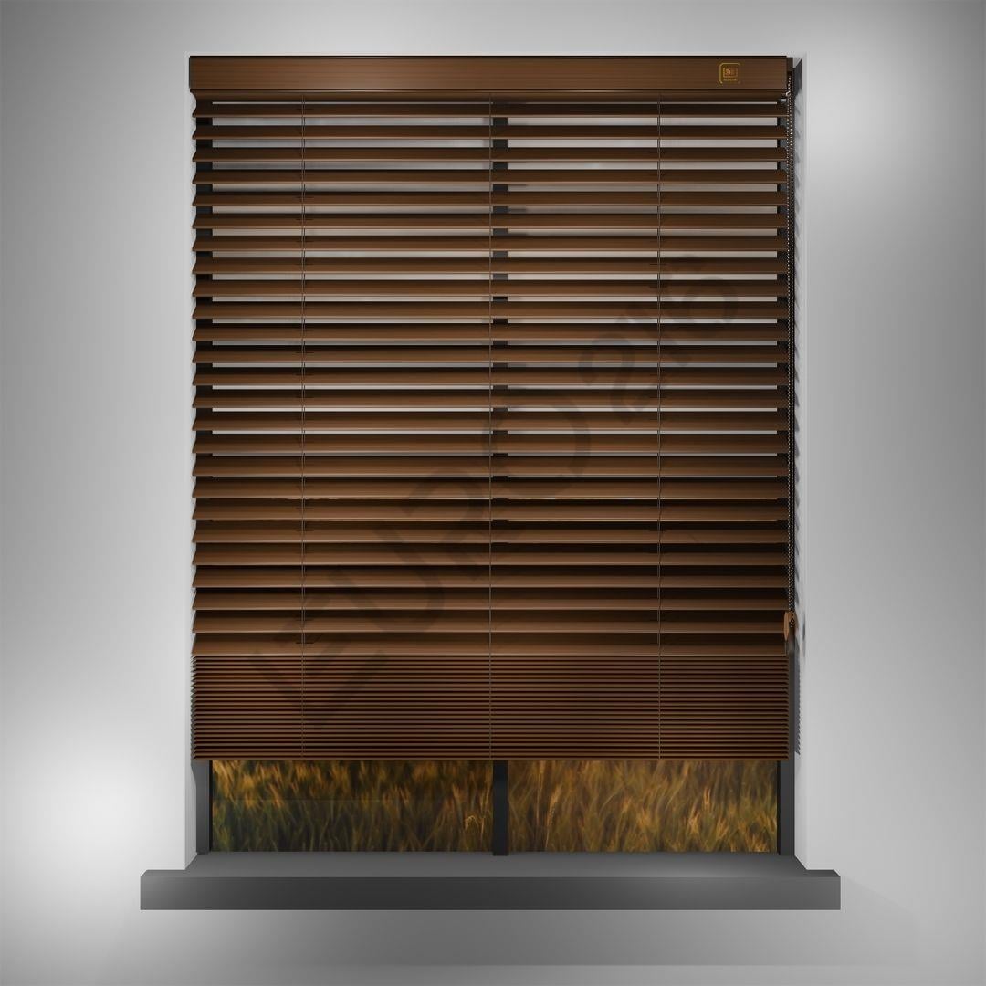 REDÜKTÖRLÜ / Zincirli Ahşap Jaluzi Perde 50 mm %100 Orjinal Ahşap CEVİZ Renk