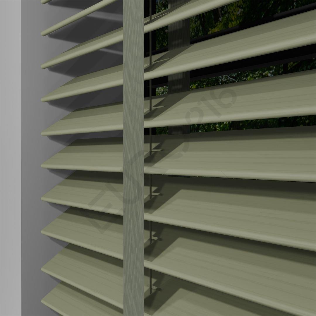 REDÜKTÖRLÜ / Zincirli Ahşap Jaluzi Perde 50 mm %100 Orjinal Ahşap Kurdeleli BEJ Renk