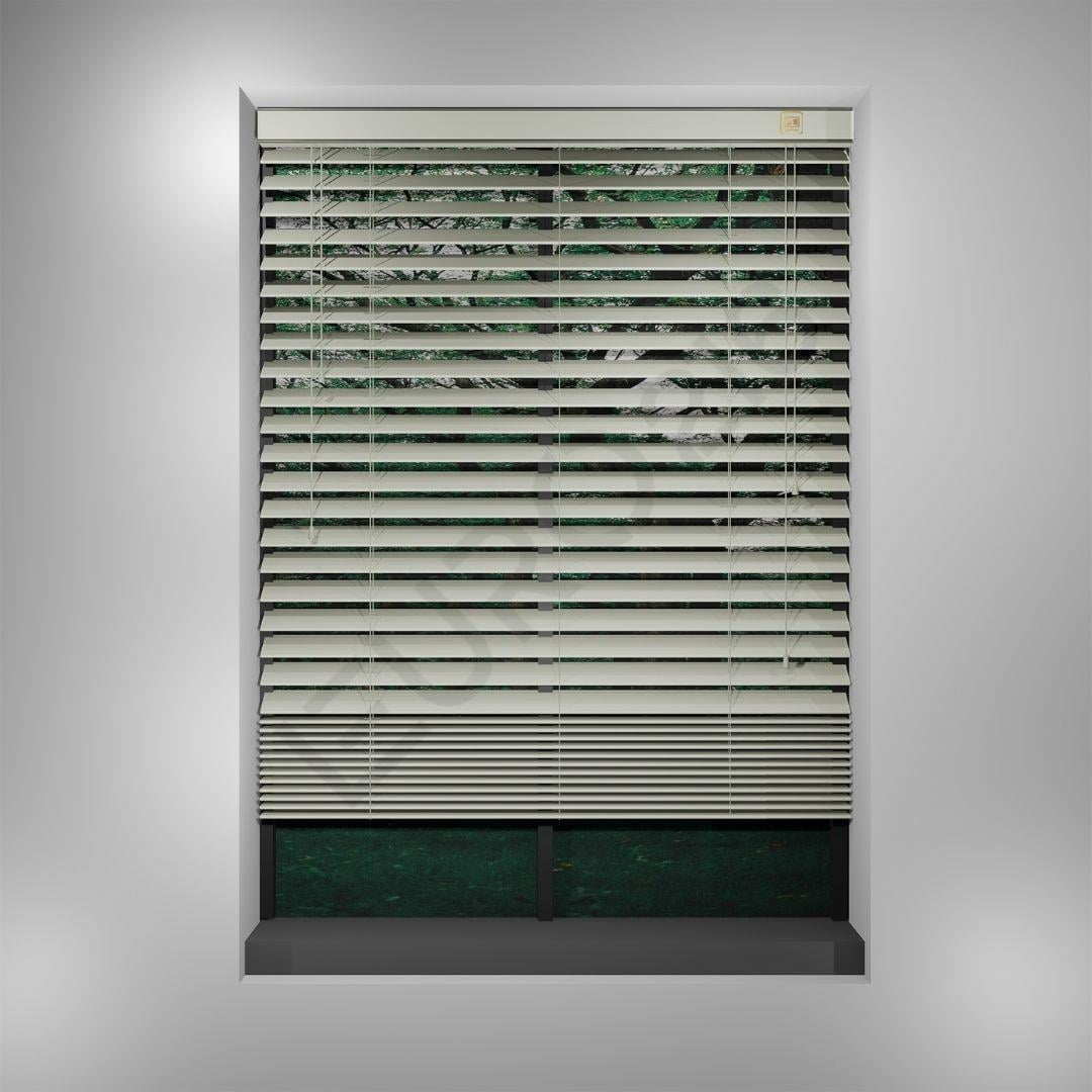 Ahşap Jaluzi Perde Manuel İp Kontrollü 50 mm %100 Orjinal Ahşap KREM Renk