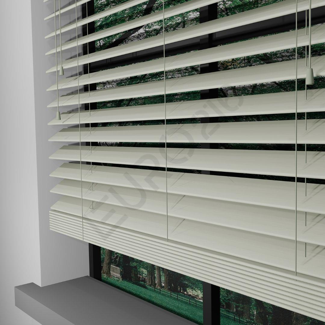 Ahşap Jaluzi Perde Manuel İp Kontrollü 50 mm %100 Orjinal Ahşap KREM Renk