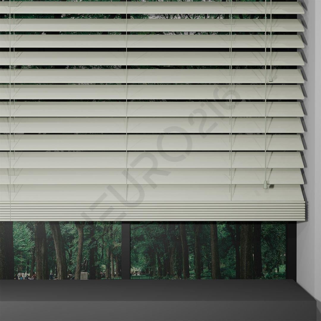 Ahşap Jaluzi Perde Manuel İp Kontrollü 50 mm %100 Orjinal Ahşap KREM Renk