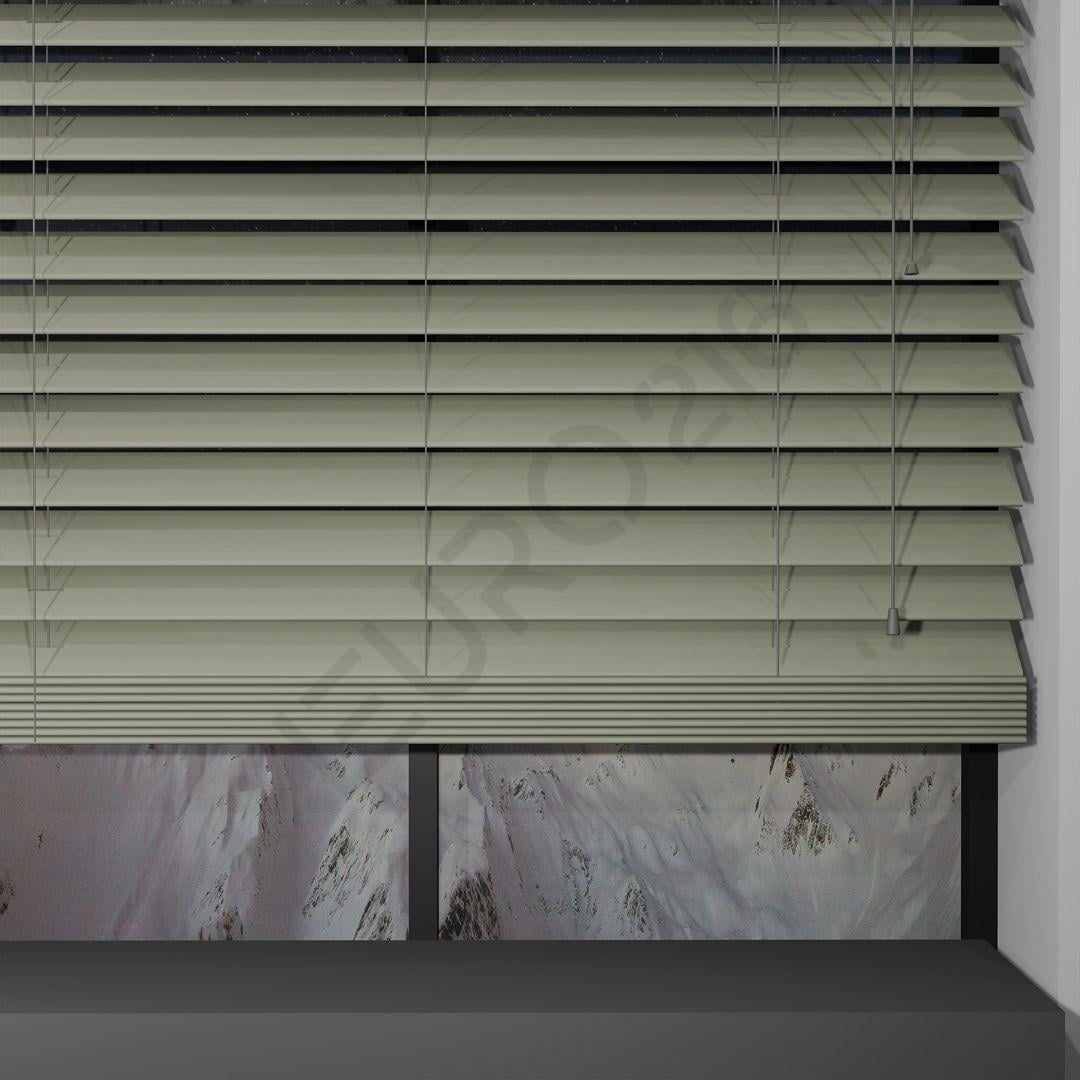 Ahşap Jaluzi Perde Manuel İp Kontrollü 50 mm %100 Orjinal Ahşap BEJ Renk