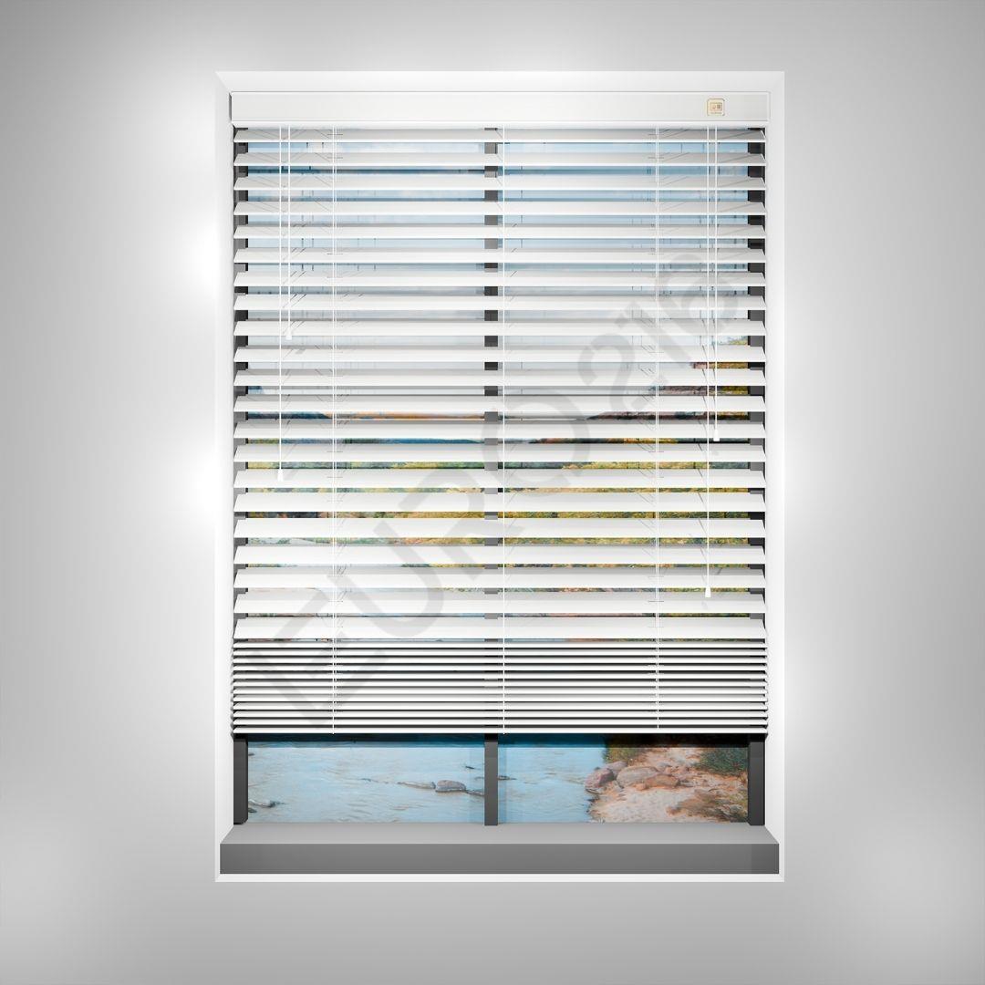 Ahşap Jaluzi Perde Manuel İp Kontrollü 50 mm %100 Orjinal Ahşap BEYAZ Renk