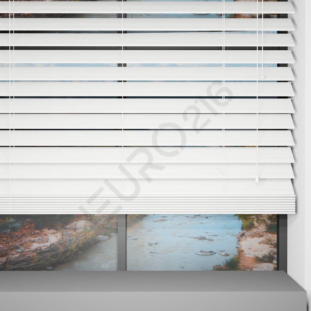 Ahşap Jaluzi Perde Manuel İp Kontrollü 50 mm %100 Orjinal Ahşap BEYAZ Renk