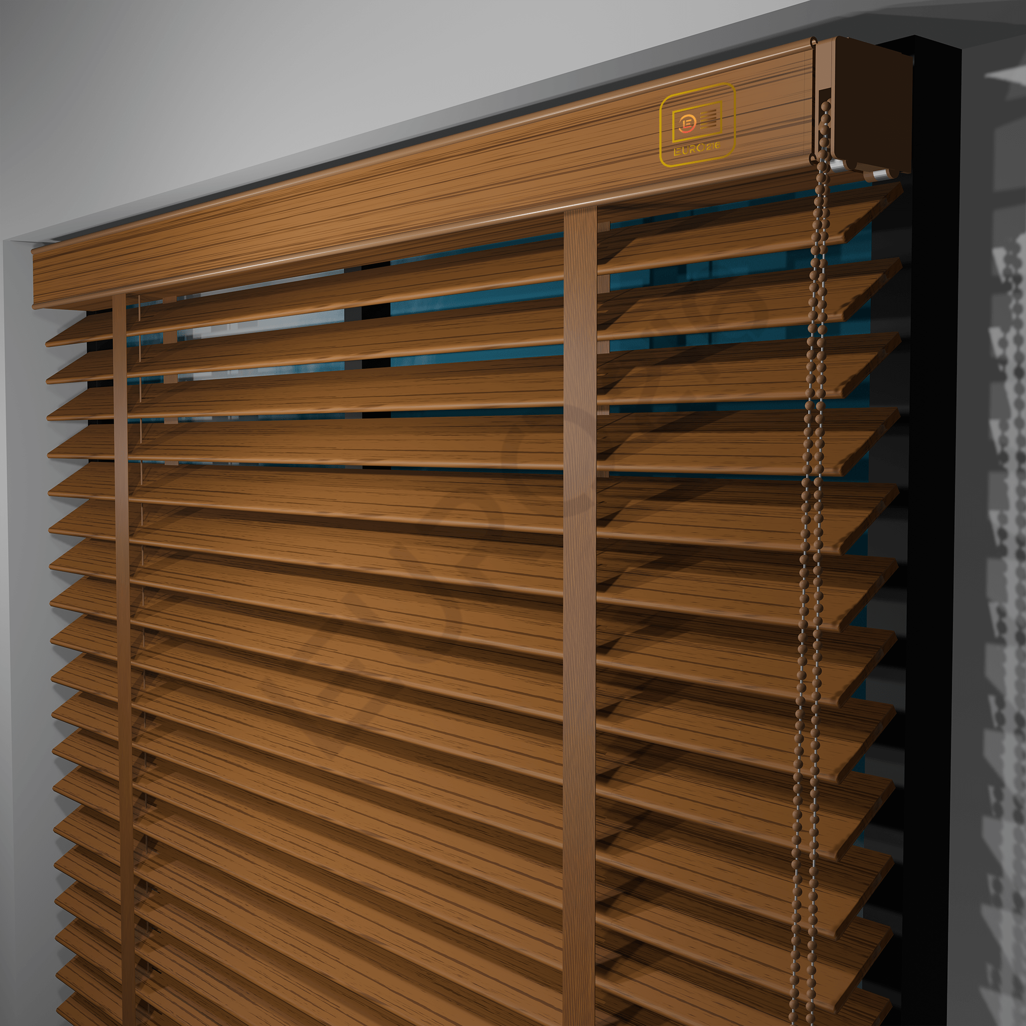 MOTORLU Ahşap Jaluzi Perde 50 mm %100 Orjinal Ahşap Kurdeleli MEŞE Renk