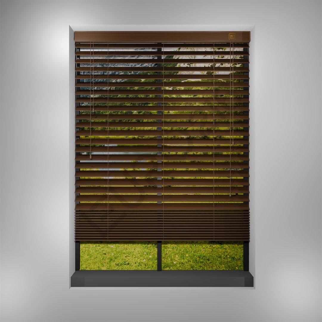 Ahşap Jaluzi Perde Manuel İp Kontrollü 50 mm %100 Orjinal Ahşap CEVİZ Renk