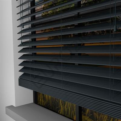 Ahşap Jaluzi Perde Manuel İp Kontrollü 50 mm %100 Orjinal Ahşap ANTRASİT Renk