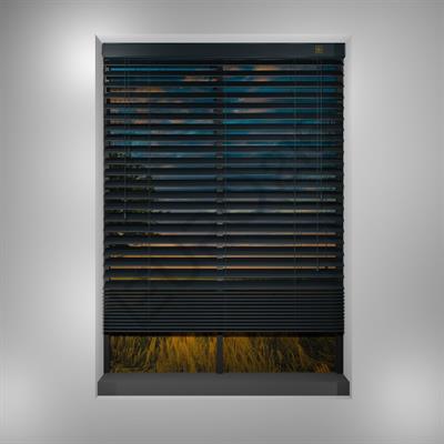 Ahşap Jaluzi Perde Manuel İp Kontrollü 50 mm %100 Orjinal Ahşap ANTRASİT Renk