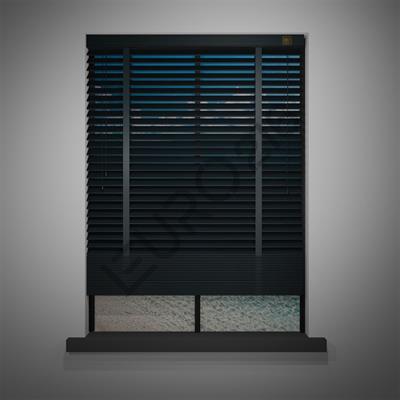 Ahşap Jaluzi Perde Manuel İp Kontrollü 50 mm %100 Orjinal Ahşap Kurdeleli ANTRASİT Renk