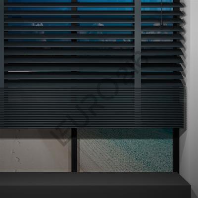 Ahşap Jaluzi Perde Manuel İp Kontrollü 50 mm %100 Orjinal Ahşap Kurdeleli ANTRASİT Renk