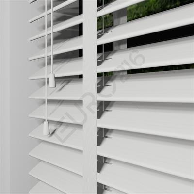 Ahşap Jaluzi Perde Manuel İp Kontrollü 50 mm %100 Orjinal Ahşap Kurdeleli BEYAZ Renk