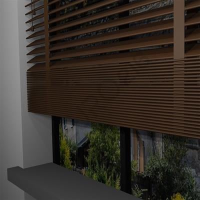 Ahşap Jaluzi Perde Manuel İp Kontrollü 50 mm %100 Orjinal Ahşap Kurdeleli CEVİZ Renk