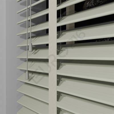 Ahşap Jaluzi Perde Manuel İp Kontrollü 50 mm %100 Orjinal Ahşap Kurdeleli KREM Renk