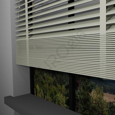 Ahşap Jaluzi Perde Manuel İp Kontrollü 50 mm %100 Orjinal Ahşap Kurdeleli KREM Renk