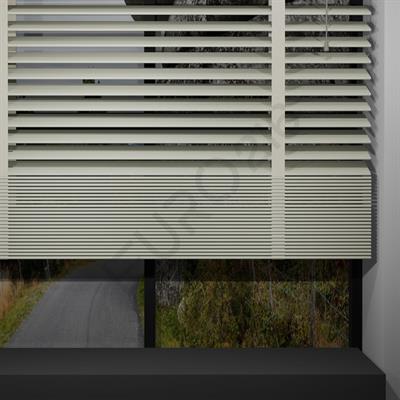 Ahşap Jaluzi Perde Manuel İp Kontrollü 50 mm %100 Orjinal Ahşap Kurdeleli KREM Renk