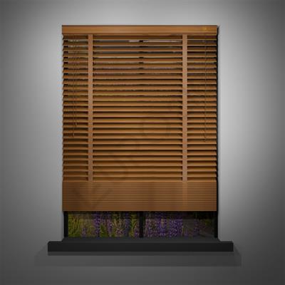 Ahşap Jaluzi Perde Manuel İp Kontrollü 50 mm %100 Orjinal Ahşap Kurdeleli MEŞE Renk