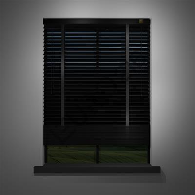 Ahşap Jaluzi Perde Manuel İp Kontrollü 50 mm %100 Orjinal Ahşap Kurdeleli SİYAH Renk