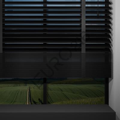 Ahşap Jaluzi Perde Manuel İp Kontrollü 50 mm %100 Orjinal Ahşap Kurdeleli SİYAH Renk