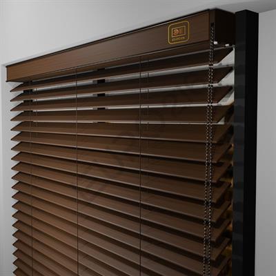 REDÜKTÖRLÜ / Zincirli Ahşap Jaluzi Perde 50 mm %100 Orjinal Ahşap CEVİZ Renk