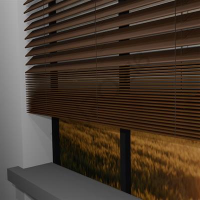 REDÜKTÖRLÜ / Zincirli Ahşap Jaluzi Perde 50 mm %100 Orjinal Ahşap CEVİZ Renk