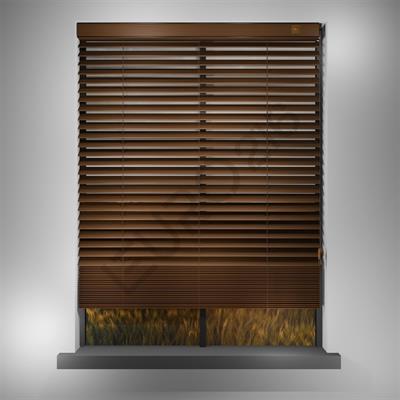 REDÜKTÖRLÜ / Zincirli Ahşap Jaluzi Perde 50 mm %100 Orjinal Ahşap CEVİZ Renk