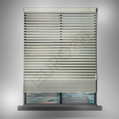 REDÜKTÖRLÜ / Zincirli Ahşap Jaluzi Perde 50 mm %100 Orjinal Ahşap KREM Renk