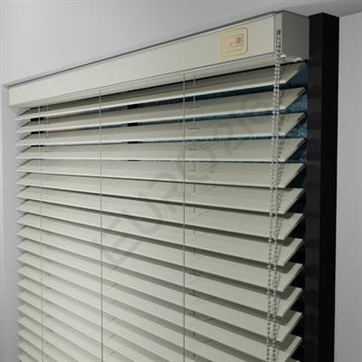 REDÜKTÖRLÜ / Zincirli Ahşap Jaluzi Perde 50 mm %100 Orjinal Ahşap KREM Renk