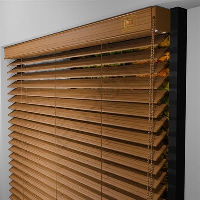 REDÜKTÖRLÜ / Zincirli Ahşap Jaluzi Perde 50 mm %100 Orjinal Ahşap MEŞE Renk