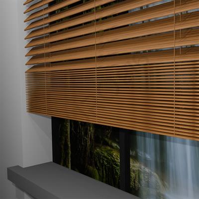 REDÜKTÖRLÜ / Zincirli Ahşap Jaluzi Perde 50 mm %100 Orjinal Ahşap MEŞE Renk