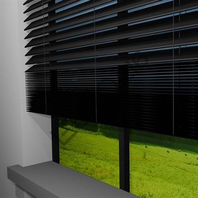 REDÜKTÖRLÜ / Zincirli Ahşap Jaluzi Perde 50 mm %100 Orjinal Ahşap SİYAH Renk