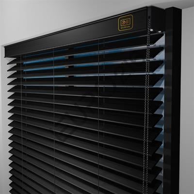 REDÜKTÖRLÜ / Zincirli Ahşap Jaluzi Perde 50 mm %100 Orjinal Ahşap SİYAH Renk