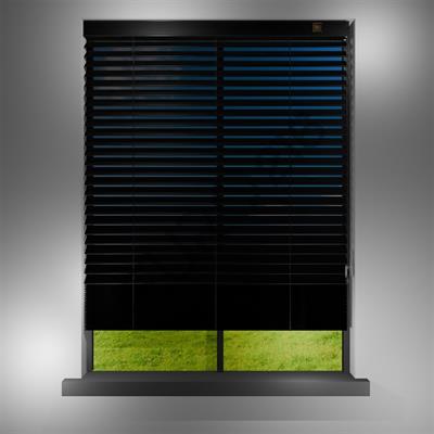 REDÜKTÖRLÜ / Zincirli Ahşap Jaluzi Perde 50 mm %100 Orjinal Ahşap SİYAH Renk